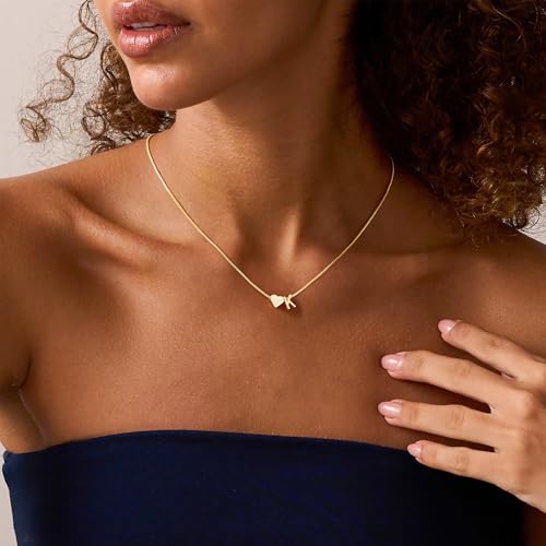 Turandoss Gold Initial Necklace for Girls Women, Letter A-Z Heart Necklace | 14K Gold Plated, Heart Initial Necklace, Gold Necklace for Women, Box Chain, Teen Girl Jewelry, Personalized Birthday Gifts - color: J