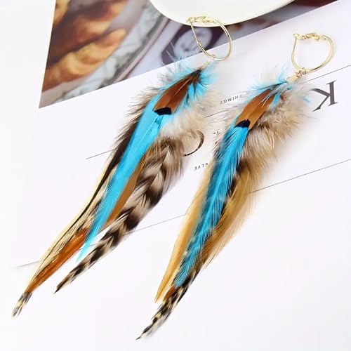 FRESHME Feather Earrings for Women - Ethnic Indian Native American Western Jewelry for Photoshoot Music Festival