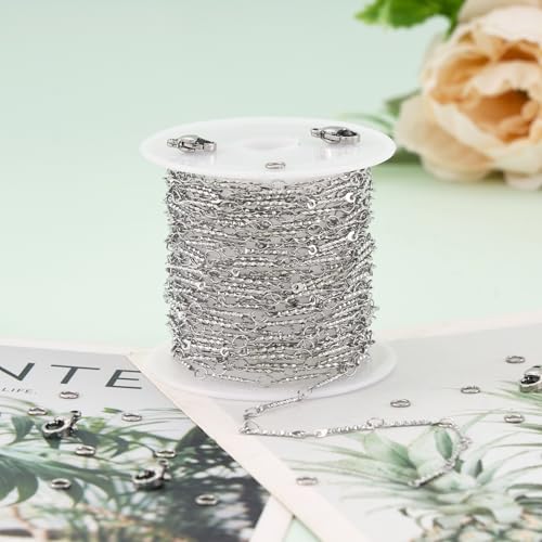 UMAOKANG 5 Meters Embossed Stick Chain Link for Jewelry Making Stainless Steel Chains for Handcraft DIY - color: Stick Silver