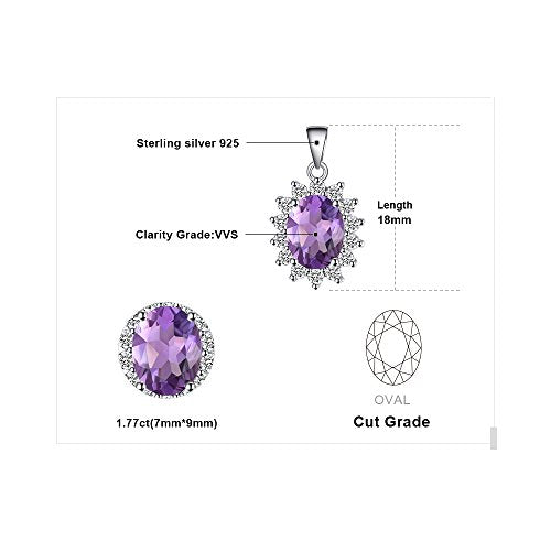 JewelryPalace Princess Diana Kate Middleton Natural Amethyst Citrine Garnet Peridot Topaz Created Ruby Sapphire Simulated Emerald Pendant Necklace for Women, 925 Sterling Silver Gemstone Jewelry Set - color: J-Sterling Silver-amethyst
