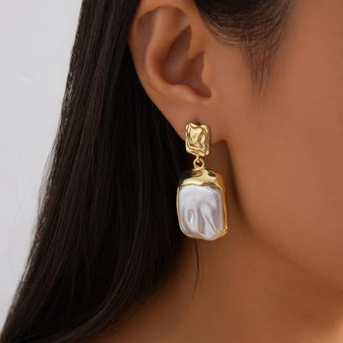Baroque Pearl Earrings for Women Irregular Pearl Dangle Earrings Vintage Dangle Earring Bridal Wedding Jewelry - style: Style 1