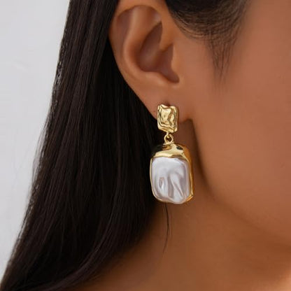 Baroque Pearl Earrings for Women Irregular Pearl Dangle Earrings Vintage Dangle Earring Bridal Wedding Jewelry - style: Style 1