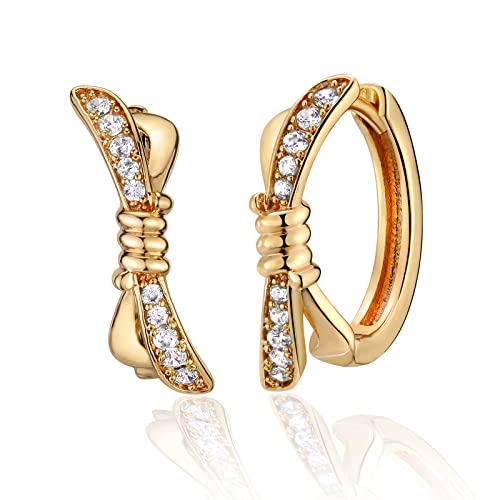 Cubic Zirconia Huggie Earrings 14k Gold Plated Tiny Earrings Small Huggie Hoop Earrings Simple Lightweight Hoops Gift for Women - color: Bamboo dragonfly