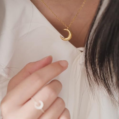 Sunflower Fidget Necklace for Women Gold Moon Necklace Rotating Heart Necklaces Spinning Crystal Flower Anxiety Necklaces Crescent Moons Jewelry Accessories - color: Moon
