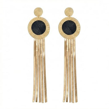 Black and Gold Earrings for Women,Geometric Statement Dangle Earrings with Long Snake Chain Tassel Pendant Earring - color: Gold-B