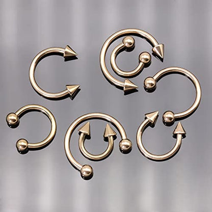 BLISI G23 Solid Titanium Eyebrow Piercing Jewelry, Gold Black Rose Gold Silver Pink Rainbow Eyebrow Rings 16G Curved Barbell,Tiny Vertical Labret Lip Jewelry Rook Piercing Jewelry for Women and Men - color: Rose Gold 2