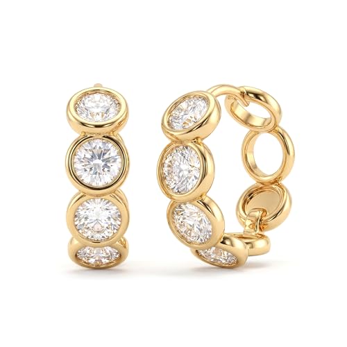 Women Gold Earrings Huggie Hoop Cubic Zirconia 14K Gold Plated Small Simple Hypoallergenic Everyday Jewelry - style: Circle