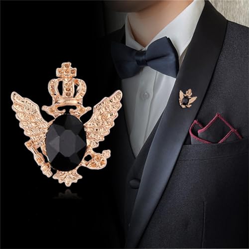 4PCS Gem Brooch Lapel Pin Chain for Men Retro Crystal Tassel Chain Brooch Pin Career Suit Tuxedo of Shirts Tie Hat Scarf Father's Day Gift - color: 2 PCS Black