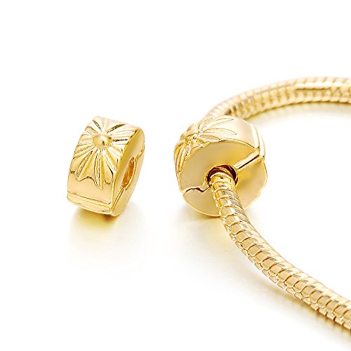 RUBYCA 20pcs Gold Color Clip Lock Stopper Clasp Beads DIY fit European Charm Bracelet Model 083 - color: Model 083 Gold Plated, size: 20 PCS