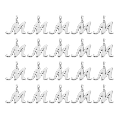 uxcell A-Z Alphabet Charm, Metal Alphabet Letter Charm Initial Charm Pendant Bead for Necklaces Bracelets Jewelry Making Craft - color: Silver M
