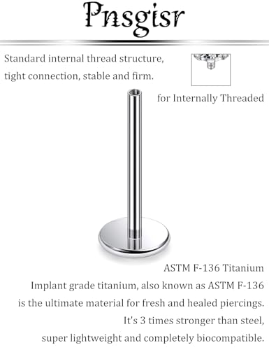 F136 Titanium 20/18/16G Threaded/Threadless Flat Earring Back Converter Kit Nose Lip Rings Medusa Labret Flatback Posts Cartilage Helix Conch Tragus Stud Piercing Jewelry Bar for Women Men - color: Internally Threaded, size: 20g, 3/8in