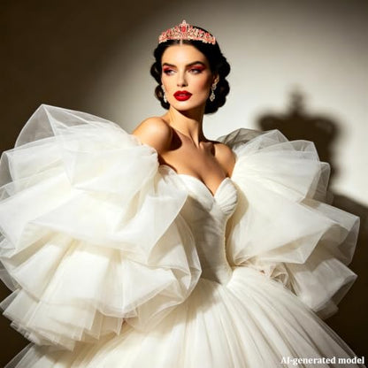 Gold Red Princess Crown Rhinestone Tiara for Bridal Pageant Crown with Hair Combs - color: Red