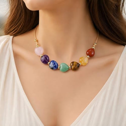 Heart Crystal Bracelet,Natural Gemstone Healing Bead Bracelet | Handmade Jewelry Gifts for Women Men,Graduation Gift for Her - color: S Love Necklace