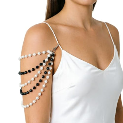 1Pcs Pearl Bra Straps Jewelry,Adjustable Bra Shoulder Chain,Pearl Lingerie Straps,Wedding Bridal Dress Underwear Chain for Women Backless Party - color: Colorful