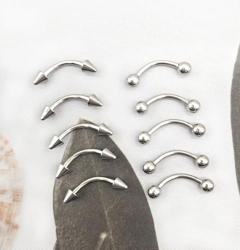 40Pcs 16G Lip Rings Stainless Steel Horseshoe Labret Monroe Lip Barbell Eyebrow Nose Ring Medusa Piercing Jewelry for Women Men - color: silver