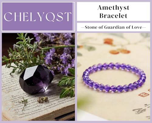 Carnelian Bracelet - Stone of Luck,Stretch Natural Stone Crystal Beads Jewelry Gifts for Women Men Unisex - color: Amethyst-Guardian of Love, size: 6mm