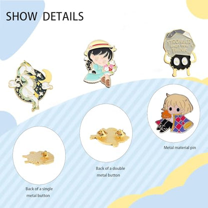 MemeChic 4Pcs Kawaii Enamel Pin Set, Cute Anime Lapel Pins, Cartoon Funny Pin Bulk Set Brooch Button Aesthetic Badges for Backpacks, Jackets, Gifts for Kids Girls Boys Festival Present