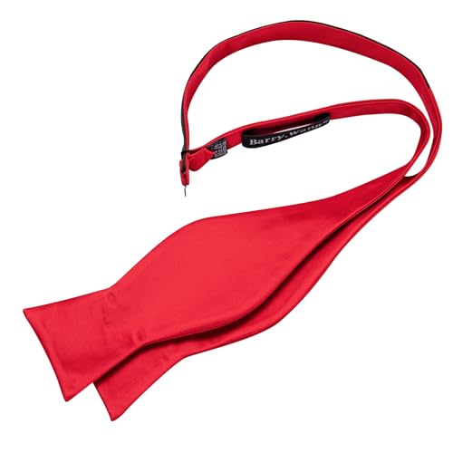 YOHOWA Bow Ties for Men Self-tied Silk Bowtie Solid Color with Lapel Pin and Handkerchief Cufflinks for Wedding Party Prom - color: Red Soild