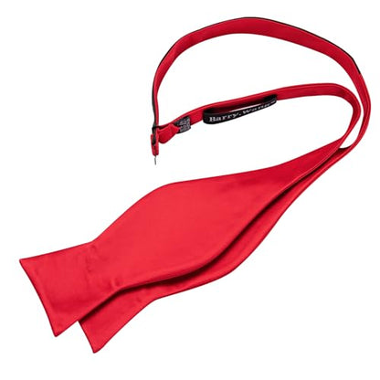 YOHOWA Bow Ties for Men Self-tied Silk Bowtie Solid Color with Lapel Pin and Handkerchief Cufflinks for Wedding Party Prom - color: Red Soild