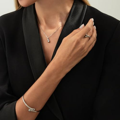 QiaTsed Women's Jewelry Set Gold Teardrop Jewelry Set Statement Elegance Jewelry with Necklace Bracelet Ring Earrings Ideal Jewelry Gift for Women - color: Silver