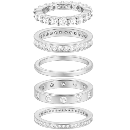 Gold Rings for Women Non Tarnish, 14k Gold Plated Dainty Stacking Cubic Zirconia Thumb Rings, Gold Knuckle Women Rings Set Jewelry Size 5-10 - color: silver
