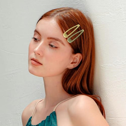 Small Hair Barrettes For Women No Slip Metal Snap Clips For Thin And Fine Hair,Matte Brown Yellow,20 PCS,1.97 x 0.5 Inch. - color: Matte Brown yellow