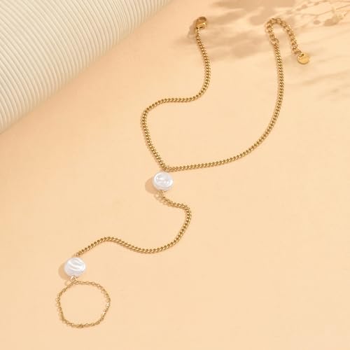 Ankle Bracelets for Women 18K Gold Plated Dainty Pearl Cross CZ Anklets Daisy Moon Star Gold Bead Satellite Cuban Link Chain Waterproof Summer Beach Foot Jewelry - style: Irregular Pearl-Gold