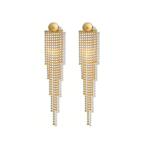 Gold Chain Earrings for Women Dainty Tassel Dangle Earring Vintage Statement Long Chain Earrings Trendy Jewelry Gift Boho Prom Costume Accessories - color: Gold2