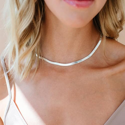 CHESKY Gold Necklace for Women 14K Plated/S925 sterling silver Snake Chain | Dainty Gold Necklace,Thin Chunky Chain,Simple Choker Necklaces for Women,Non tarnish Trendy Jewelry, Gifts for Women - color: silver, style: 5mm 16.5 inch snake