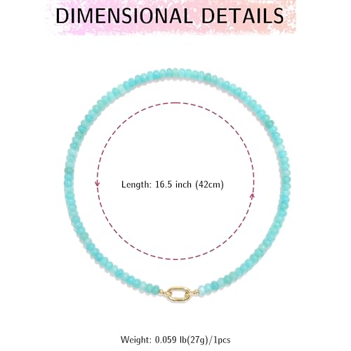 CONRAN KREMIX Colorful Stone Beaded Necklace for Women,Natural Gemstone Bead Choker Necklaces Boho Summer Beach Layering Necklace Jewelry Gift for Women - color: Light Blue
