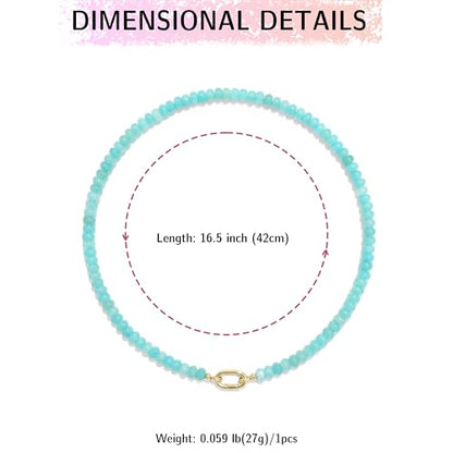 CONRAN KREMIX Colorful Stone Beaded Necklace for Women,Natural Gemstone Bead Choker Necklaces Boho Summer Beach Layering Necklace Jewelry Gift for Women - color: Light Blue
