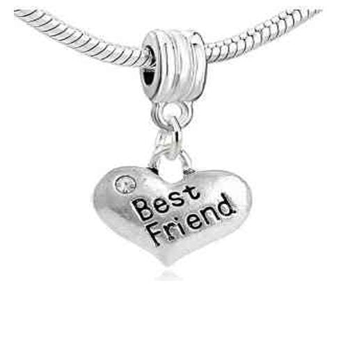 Sexy Sparkles Heart Charm – Fits Snake Chain Bracelets, Compatible with European, Biagi, and Chamilia, Ideal for Friendship and Family Jewelry (2 Pcs Mother Son) - style: Best Friend
