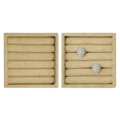 SCIKHETF Velvet Ring Earrings Studs organizer Tray Small Ring Insert Display Tray 5 Slots Stackable (Linen) - color: Linen