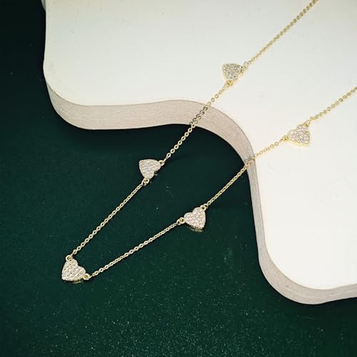 Airmb Heart Necklace for Women Gold/Silver Plated Trendy Heart Choker Lover Pendant Hypoallergenic Fashion Gold/Silver Necklace for Women Love Jewelry Gift for Women Girlfriend - color: 5 Heart-Crushed CZ-Gold
