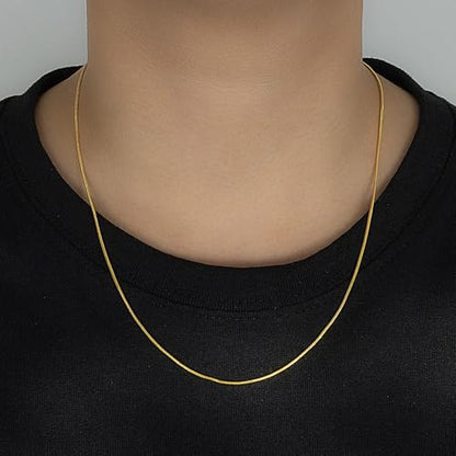 Dankadi Women 925 Sterling Silver Magic Snake Chain Necklace- Men 1.2MM Solid Snake Chain Flexible Choker 16"-30" Italian Silver 24K Gold Over Jewelry - color: Gold, size: 16 inch