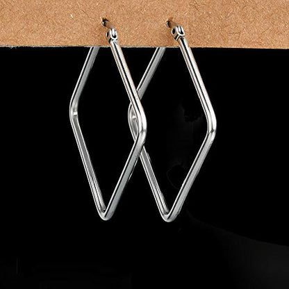 Square Star Hoop Earrings for Women Stainless Steel 40mm diameter - style: Square