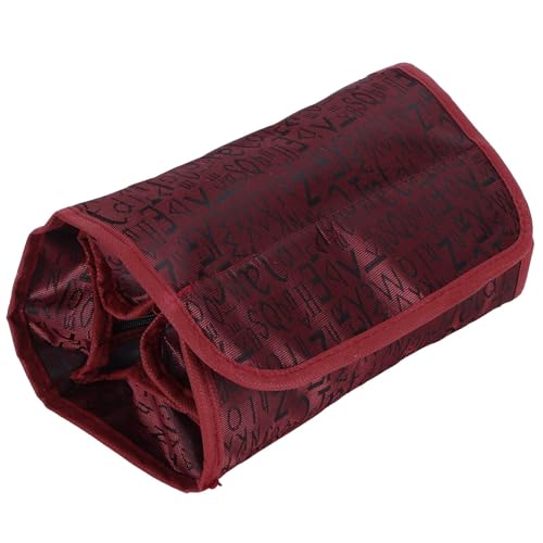 2PCS Roll up Makeup Bag, 4 in 1 Cosmetic Bag Foldable Makeup Bag Clear Makeup Organizer Bag Hanging Toiletry Bag for Women Men (Red) - color: Red