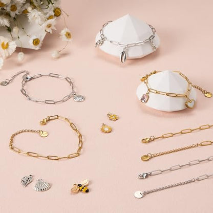 UMAOKANG 12PCS Stainless Steel Adjustable Paperclip Chain Bracelet Kit | 6.5Inch 6PCS Gold + 6PCS Silver Charm Bulk Bracelets Permanent Hand Chain for Men and Women - color: 6pcs Gold+6pc Steel