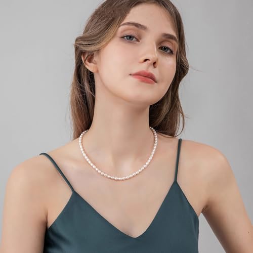 White Genuine Freshwater Cultured Pearl Necklace For Women And Men | Full Sizes from 3mm to 14mm Freshwater Pearls, AAA Grade & Above, A Love Gift Choice For Anniversaries And Birthdays - size: 6mm
