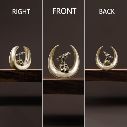 ERKUOO 2PCS 0g 00g-1" Gothic Golden Raven Skull Saddle Ear Gauge Spider Web Double Flared Plug Tunnels Expander Piercing Jewelry For Women Men 8mm-25mm - color: #3 Gold, size: 00g=10mm