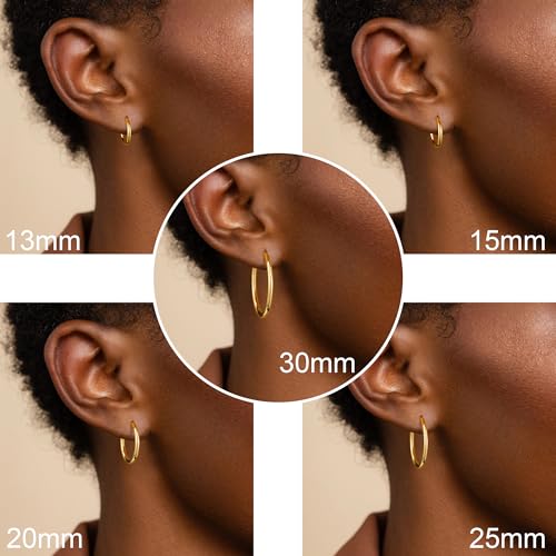 M MOOHAM Hoop Earrings for Women, Hypoallergenic 14K Gold Plated Earrings | Gold Plated Hoop Earrings Set for Sensitive Ears, Earring Stack for Women Trendy, Jewelry Gifts Lightweight 13-60mm