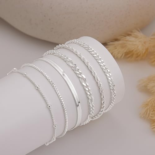 Gold Chunky Stack Bracelets for Women Non Tarnish, 14K Gold Plated Bracelets Set for Women Stackable, Waterproof Layered Trendy Dainty Cuff Cuban Link Chain Paperclip Bracelet Pack for Jewelry Gifts