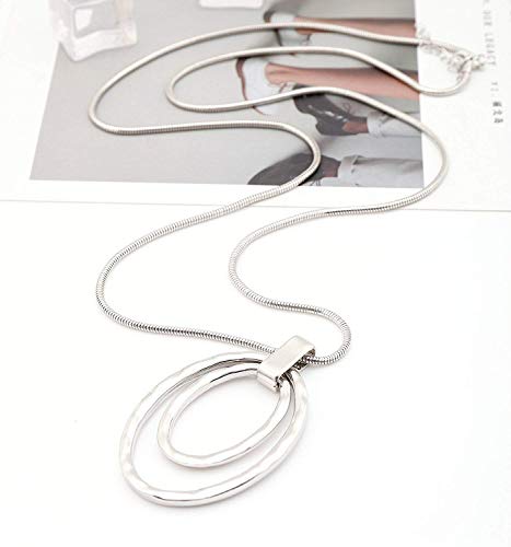 3PCS Long Pendant Necklaces for Women Disk Circle Pendant Triple Stack Pendant Necklace Tassel Sweater Necklace Statement Necklace Y Necklaces Set - color: Silvertone A