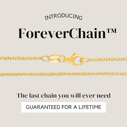 KISPER Gold Chain Necklace for Women Cable Link Plated 925 Sterling Silver | Made in Italy, 1.5mm, 16-30 inches, anti-tarnish, hypoallergenic, dainty everyday shine