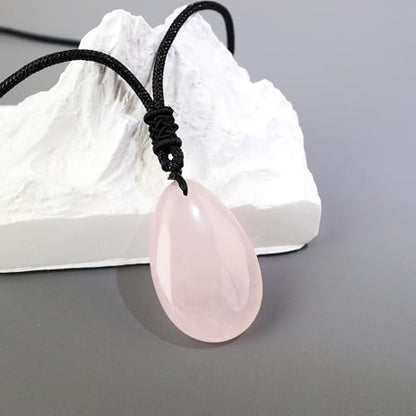 Anjiucc Natural Gemstone Tree of Life Black Obsidian/Golden Obsidian Pendant Necklace for Male and Female Necklace - color: Rose Quartz