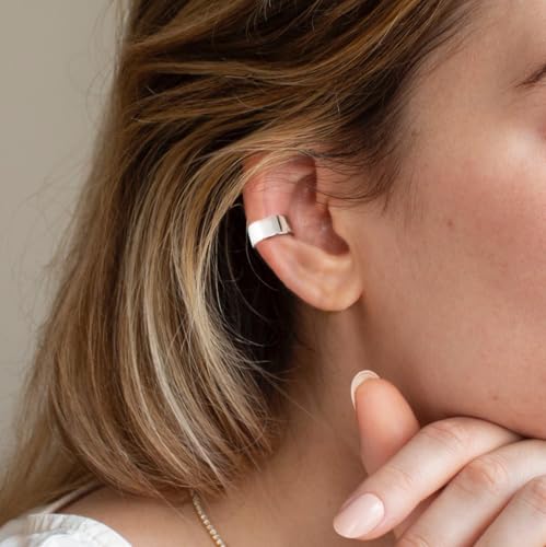CHIC & ARTSY 925 Sterling Silver Ear Cuffs for Women, Non Piercing Clip On Cartilage Cuffs, Adjustable Fake Conch & Helix Earrings, Gold Plated & Oxidized Various Styles - color: ear cuff #11
