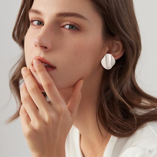 FANZE 2 Pairs Matte Gold Sliver Clip on Earrings for Women No Piercing | No Piercing Button Earring Comfortable Fashion Jewelry Gift - color: Set-11
