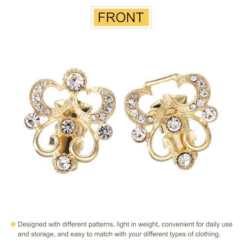 uxcell 2pcs Vintage Sweater Clips, Cape Cloak Clasp Retro Cardigan Clips Shawl Collar Clasp Brooch Clip for Women(Gold)