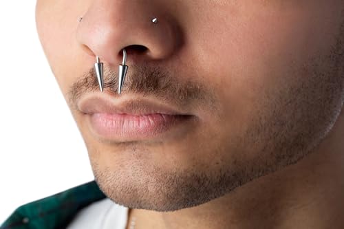 Pierced Owl 14-20GA Stainless Steel Horseshoe Circular Barbell with Long Spikes - color: Silver Tone