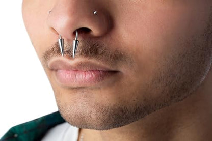 Pierced Owl 14-20GA Stainless Steel Horseshoe Circular Barbell with Long Spikes - color: Silver Tone